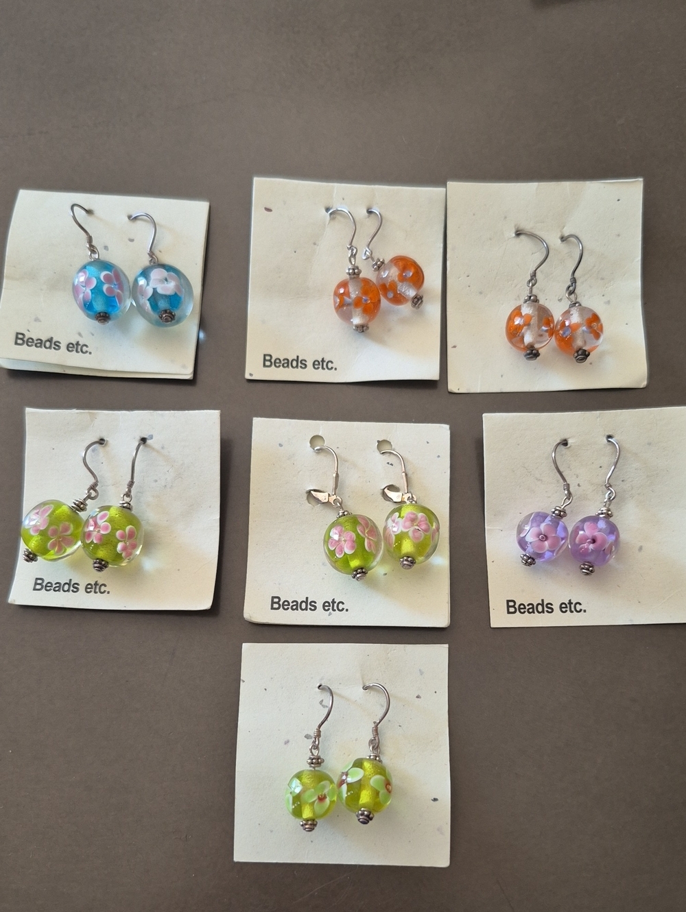 4. 🌸 2/$15 Assorted Glass Earrings With Flowers
